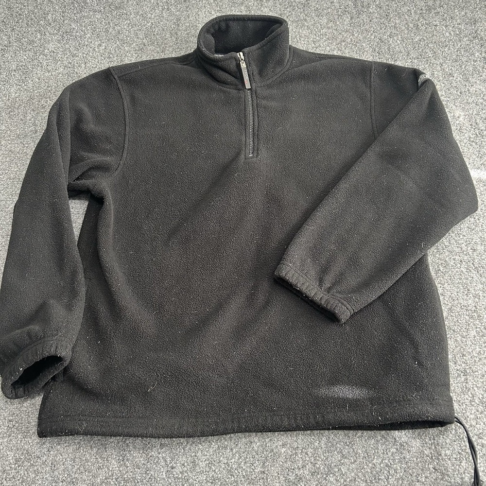 IZOD PerformX Pullover Mens M  Black Fleece Quarter Zip Zip Pocket Drawcord‎ Hem